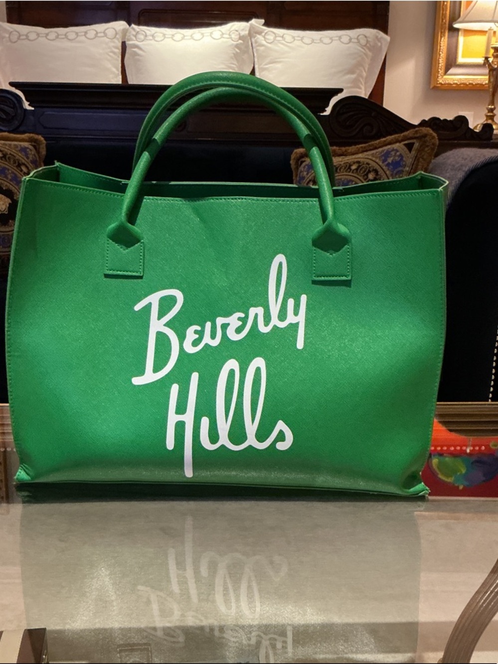 Green Script Tote